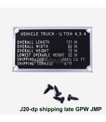Data Plate Shipping Late GPW